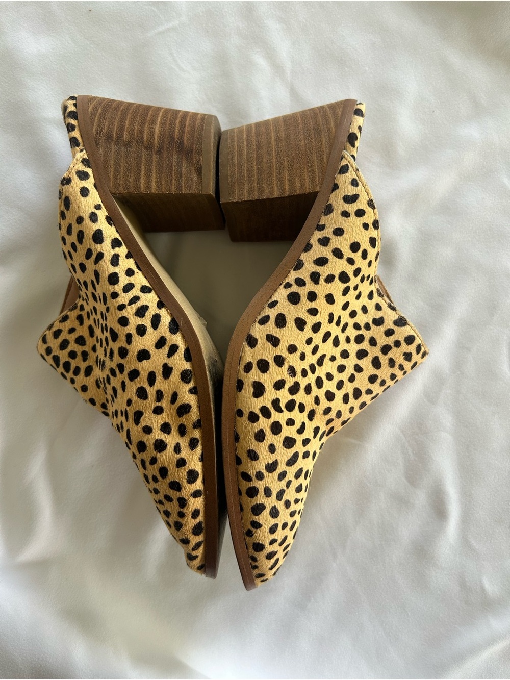 Dolce Vita Filomina Leopard Print Calf Hair Stacked Heel Mules Size 8.5 - Picture 6 of 10